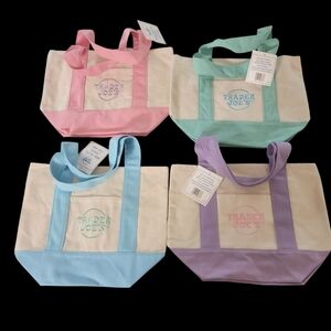 Trader Joe's Bundle ALL 4 MINI Pastel Tote Bag Set NEW WITH TAGS NWT